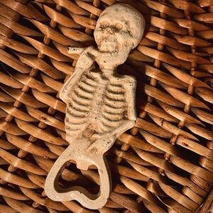 Cast Iron Smoking Skeleton Bottle Opener - Gothic Decor